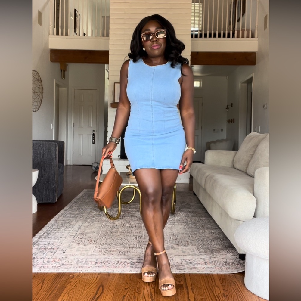 Amazon Light Wash Denim Mini Dress